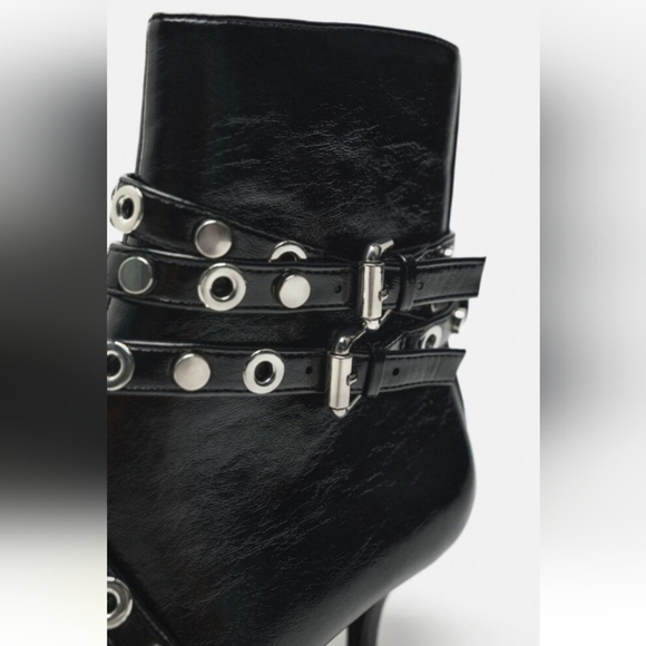 Zara Metal Trim Heeled Booties - Picture 7 of 14